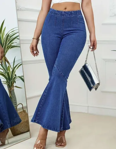 Replica Patchwork Denim Wide Leg Jeans #802672 $66.46 USD for Wholesale