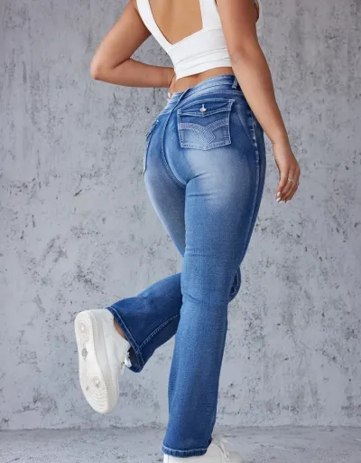 Replica Colorblock Denim High Rise Jeans #802677 $54.26 USD for Wholesale