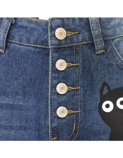 Replica Cat Print Single Breasted Straight Jeans #802679 $38.61 USD for Wholesale