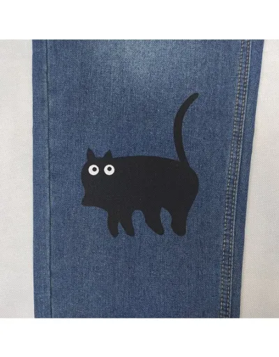 Replica Cat Print Single Breasted Straight Jeans #802679 $38.61 USD for Wholesale