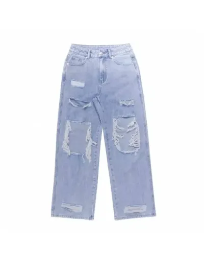 Ripped Denim Patchwork Straight Jeans #802682 $70.41 USD, Wholesale Fashion Jeans