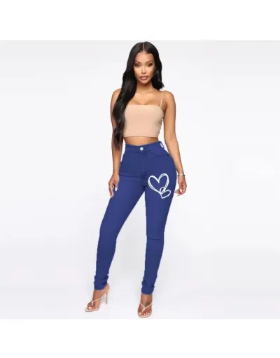 Heart Print High Rise Bodycon Jeans #802690 $40.52 USD, Wholesale Fashion Jeans