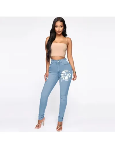 Print Washed High Rise Jeans #802691 $40.52 USD, Wholesale Fashion Jeans