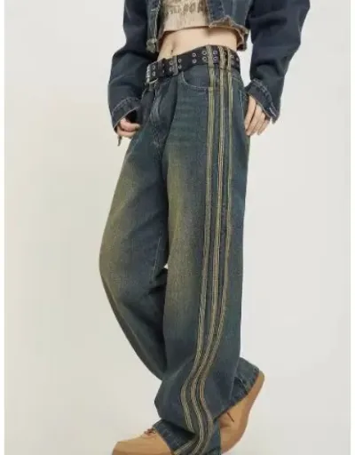 Vintage Striped Denim Wide Leg Jeans #802696 $43.73 USD, Wholesale Fashion Jeans