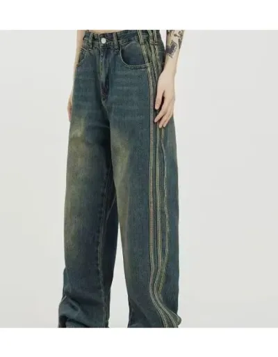 Replica Vintage Striped Denim Wide Leg Jeans #802696 $43.73 USD for Wholesale