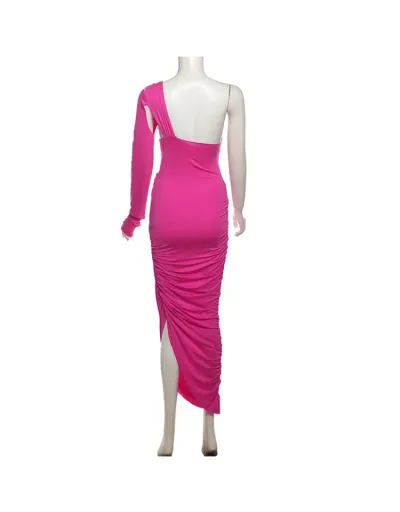 Replica Ruched Hollow-out One Shoulder Maxi Dress #802701 $33.38 USD for Wholesale