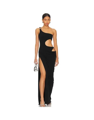 Replica Cutouts Metal One Shoulder Side Slit Maxi Dress #802710 $35.23 USD for Wholesale