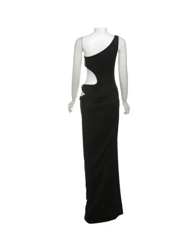 Replica Cutouts Metal One Shoulder Side Slit Maxi Dress #802710 $35.23 USD for Wholesale