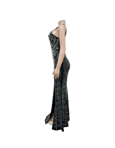 Replica Embellished Backless Split Hem Maxi Dress #802717 $92.32 USD for Wholesale