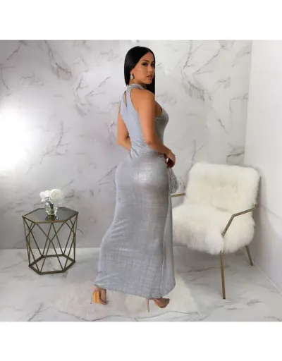 Replica Metallic Fitted Bandage Sleeveless Maxi Dress #802720 $43.76 USD for Wholesale