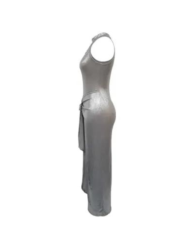 Replica Metallic Fitted Bandage Sleeveless Maxi Dress #802720 $43.76 USD for Wholesale