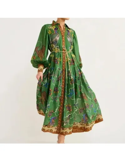 Lace Up Lantern Sleeve Vintage Dress #802737 $53.92 USD, Wholesale Fashion 