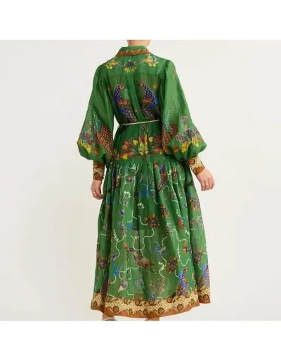 Replica Lace Up Lantern Sleeve Vintage Dress #802737 $53.92 USD for Wholesale