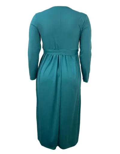 Replica Plain Bandage Long Sleeves Swing Maxi Dress #802765 $46.17 USD for Wholesale