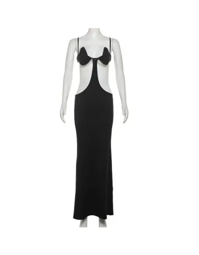 Replica Hollow-out Low Rise Backless Slip Maxi Dress #802771 $31.97 USD for Wholesale