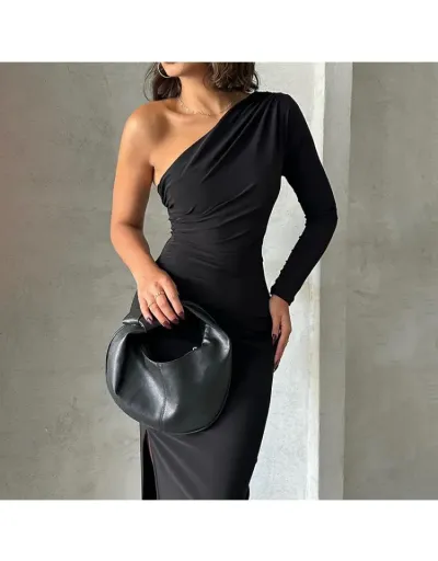 Replica Ruched One Shoulder Bodycon Maxi Dress #802777 $26.65 USD for Wholesale