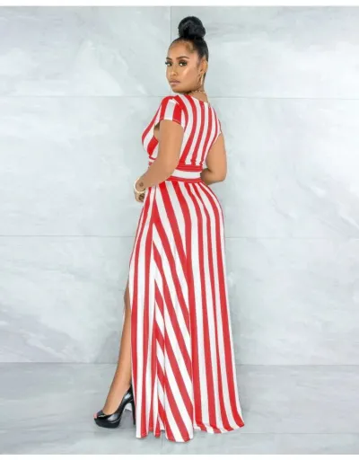 Replica Vertical Sleeveless V Neck Split Hem Maxi Dress #802781 $33.90 USD for Wholesale