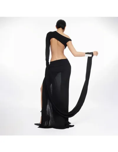 Replica Asymmetrical Hollow-out One-shoulder Maxi Dress #802783 $44.71 USD for Wholesale