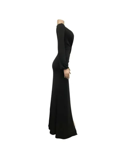 Replica Wrap V Neck Ruched Split Hem Maxi Dress #802796 $42.83 USD for Wholesale