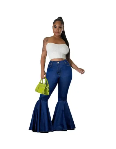 Replica Denim Patchwork Fitted Flared Jeans #802799 $49.79 USD for Wholesale