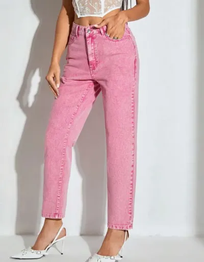 Replica Pure Color Cotton Mid-rise Jeans #802800 $47.88 USD for Wholesale