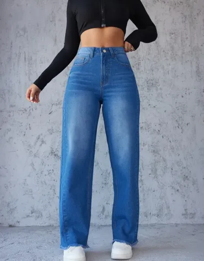 Colorblock High Rise Wide Leg Jeans #802812 $49.25 USD, Wholesale Fashion Jeans