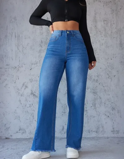 Replica Colorblock High Rise Wide Leg Jeans #802812 $49.25 USD for Wholesale