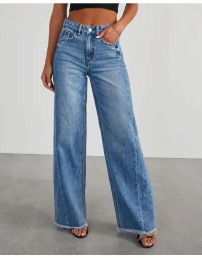 Patchwork Denim Wide Leg Jeans #802813 $49.98 USD, Wholesale Fashion Jeans