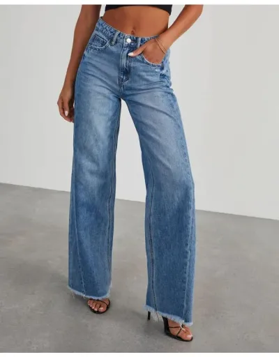 Replica Patchwork Denim Wide Leg Jeans #802813 $49.98 USD for Wholesale