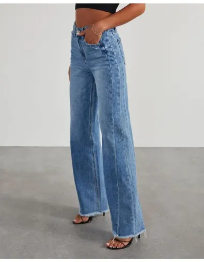 Replica Patchwork Denim Wide Leg Jeans #802813 $49.98 USD for Wholesale