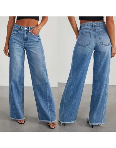 Replica Patchwork Denim Wide Leg Jeans #802813 $49.98 USD for Wholesale