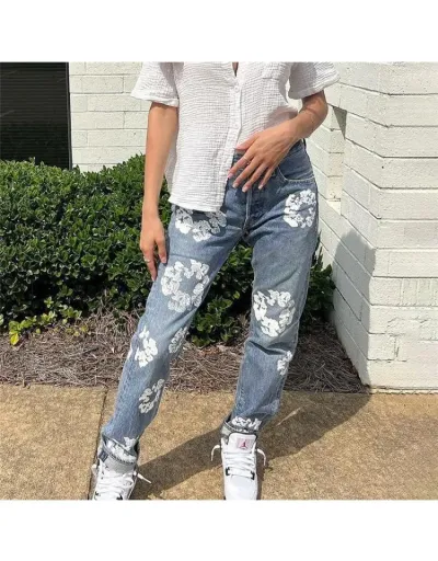 Replica Pattern Denim Straight High Rise Jeans #802830 $60.94 USD for Wholesale