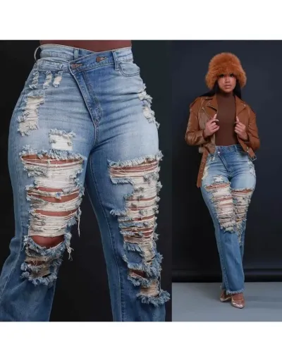 Replica Fringe Ripped Bodycon Jeans #802836 $48.38 USD for Wholesale