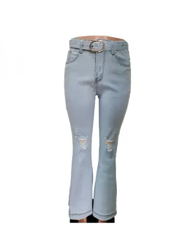 Replica  Modernist Pure Color Ripped Jeans With Belt #802837 $49.85 USD for Wholesale