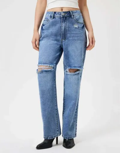 Solid Color Ripped Classic Look Jeans #802838 $40.83 USD, Wholesale Fashion Jeans