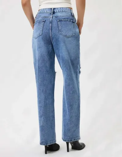 Replica Solid Color Ripped Classic Look Jeans #802838 $40.83 USD for Wholesale