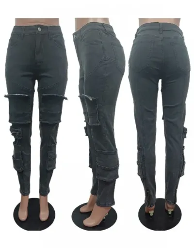 Replica Slim Fit Multi Pocket Stretch Denim Pants #802840 $74.55 USD for Wholesale