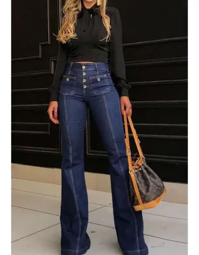 Modernist Solid Color High Rise Jeans #802862 $51.41 USD, Wholesale Fashion Jeans