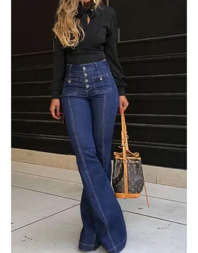 Replica Modernist Solid Color High Rise Jeans #802862 $51.41 USD for Wholesale