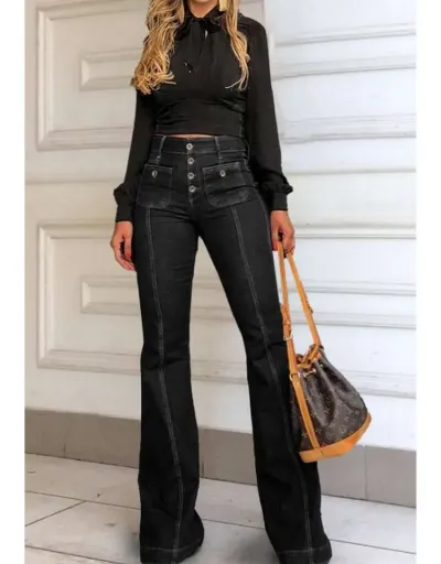 Replica Modernist Solid Color High Rise Jeans #802862 $51.41 USD for Wholesale