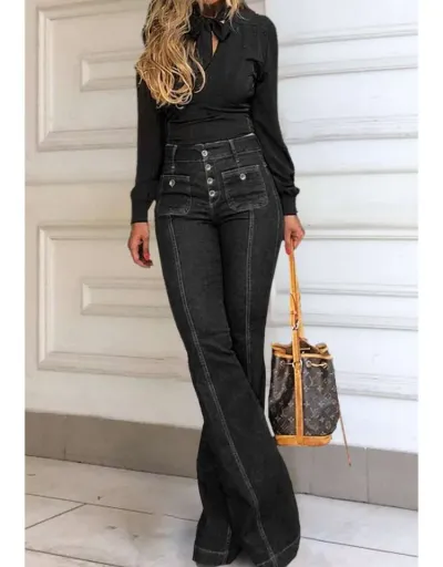 Replica Modernist Solid Color High Rise Jeans #802862 $51.41 USD for Wholesale