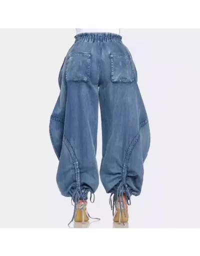 Replica Bow Drawstring Lace-Up Denim Mid-rise Jeans #802864 $78.65 USD for Wholesale