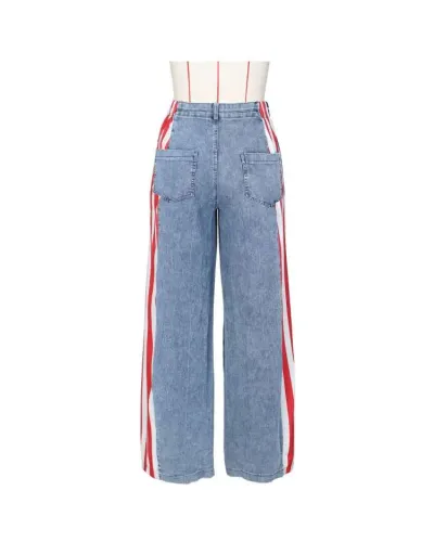 Replica   Stars And Stripes Trim Denim Wide Leg Jeans #802867 $55.78 USD for Wholesale