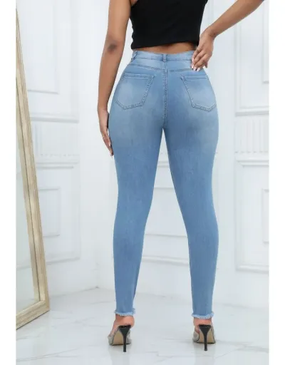 Replica Fashion Ripped High Waist Skinny Jeans #802872 $43.09 USD for Wholesale