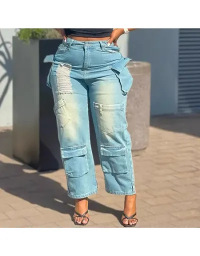 Cargo Denim Multi Pocket Wide Leg Jeans #802873 $78.90 USD, Wholesale Fashion Jeans