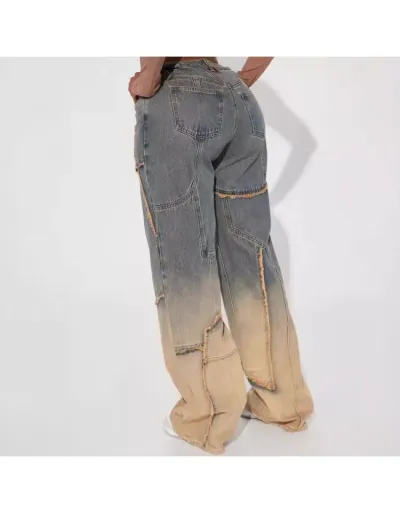 Replica Gradient Color Raged Hem High Rise Jeans #802874 $49.98 USD for Wholesale