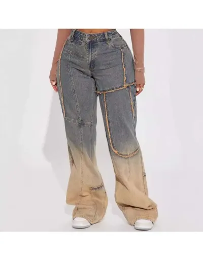 Replica Gradient Color Raged Hem High Rise Jeans #802874 $49.98 USD for Wholesale