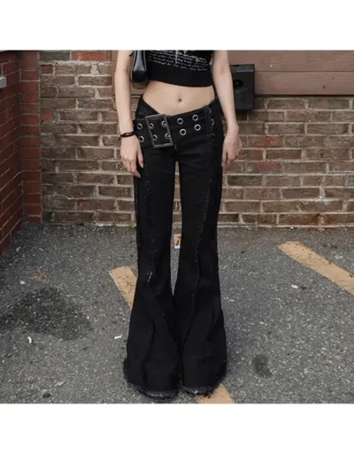 Replica Raged Hem Flared Modernist Jeans With Belt #802877 $49.73 USD for Wholesale