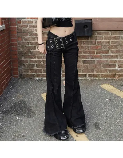 Replica Raged Hem Flared Modernist Jeans With Belt #802877 $49.73 USD for Wholesale