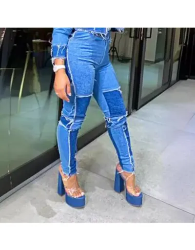 Fringe Patchwork Pencil Jeans #802881 $43.20 USD, Wholesale Fashion Jeans